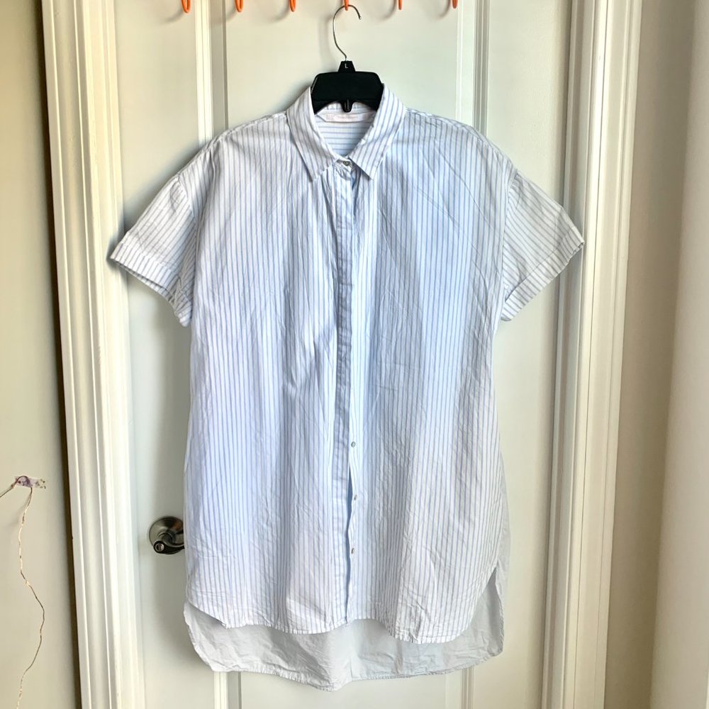 Zara Pinstripe short sleeve button-down shirt
